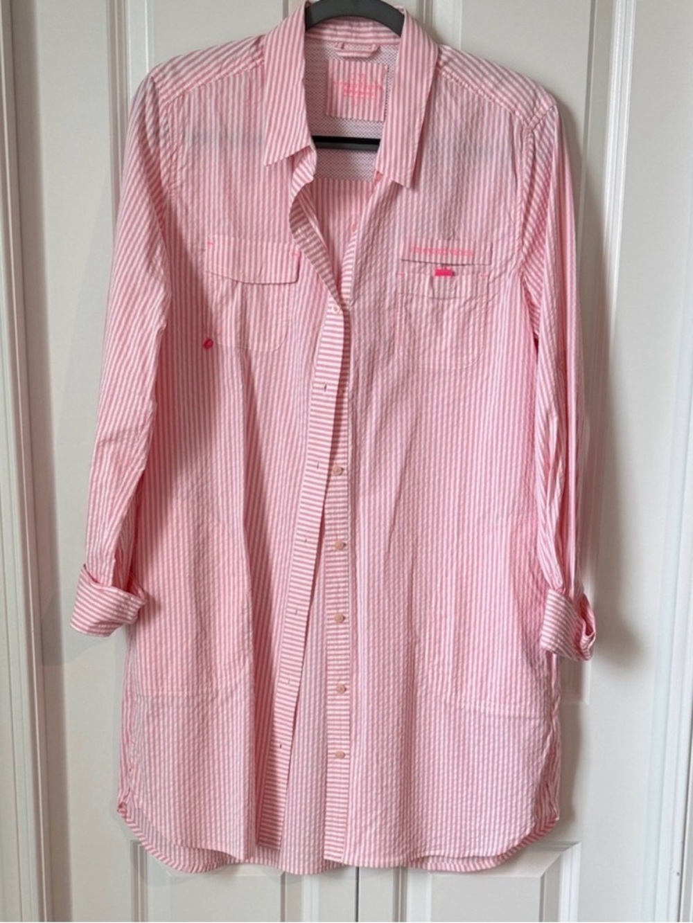 Vineyard Vines Pink and White Striped Button-Up Shirt